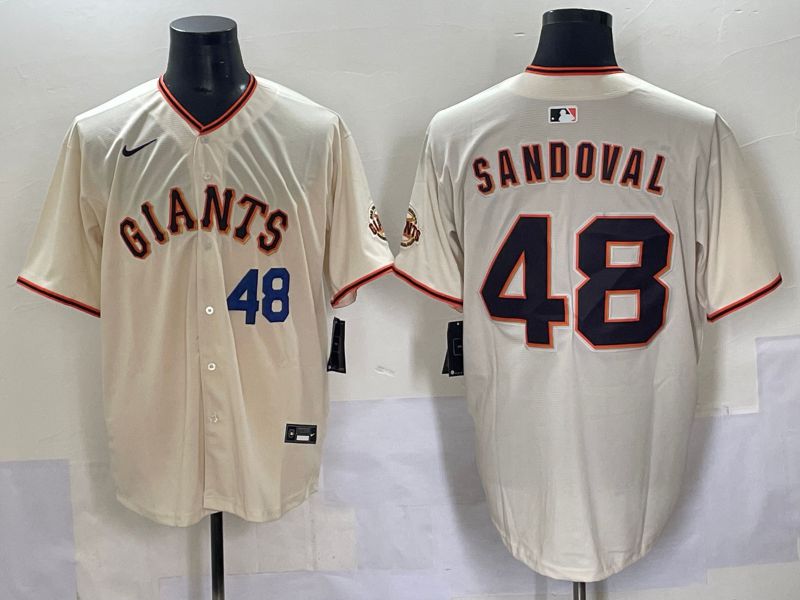 Men 2025 San Francisco Giants #48 Sandoval Cream Game Nike MLB Jersey style 3